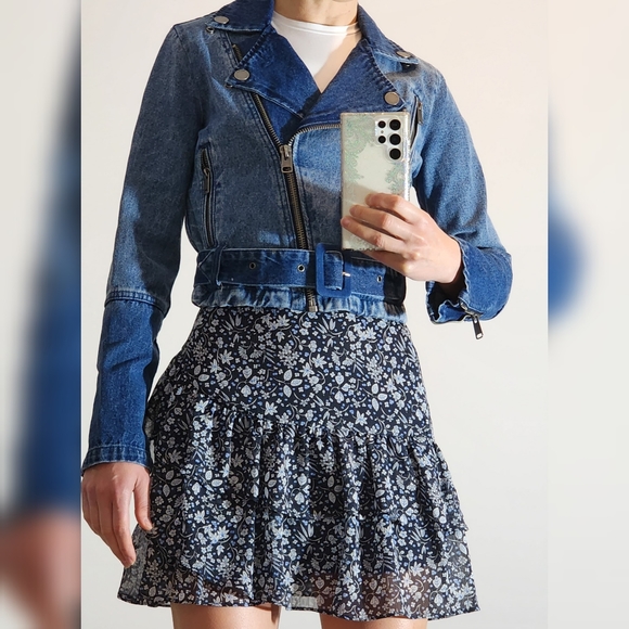 Roxy Denim Biker Jacket XS RRP 140 - Picture 2 of 16